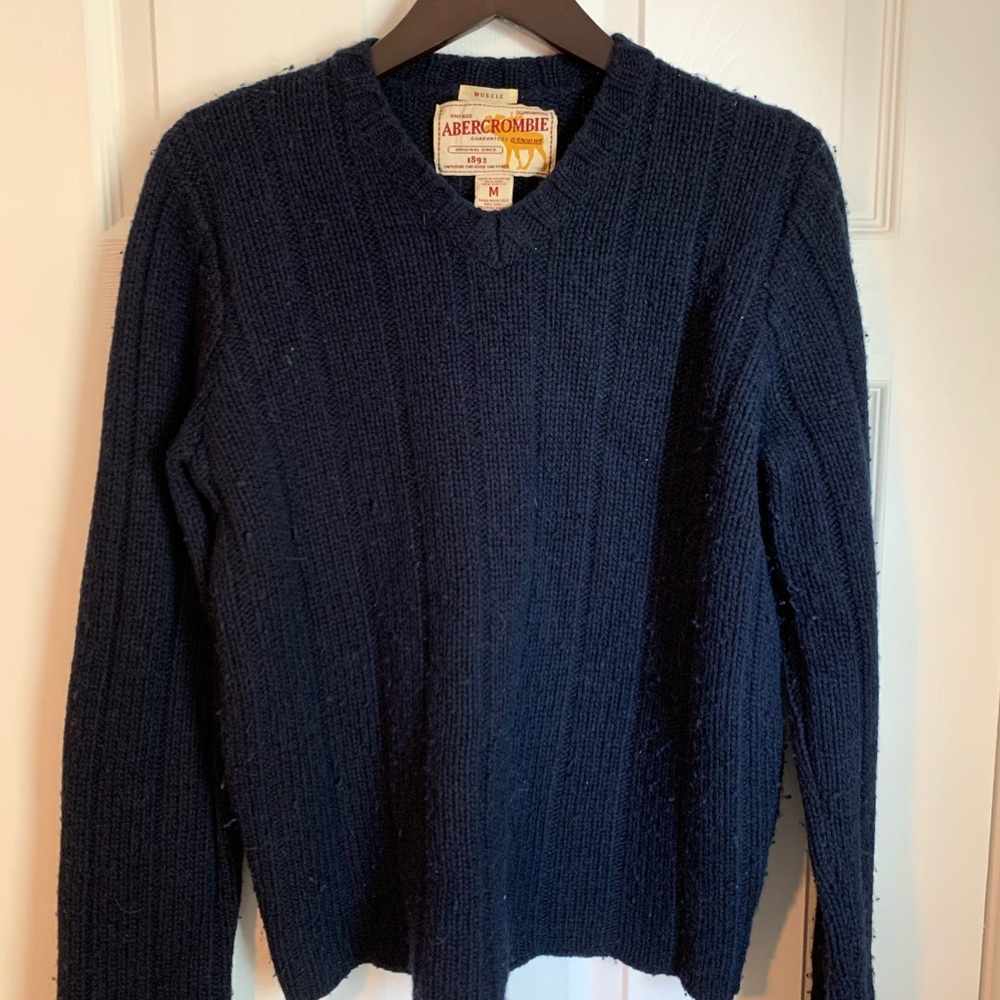 Vintage Abercrombie muscle sweater, Navy, Size Medium